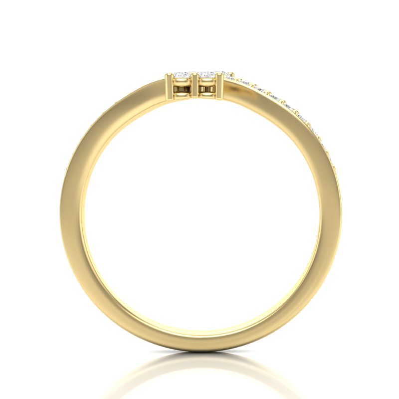 14k Gold Open Bypass Diamond Stackable Ring Wedding Band - Abtin & Company 