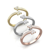 14k Gold Open Bypass Diamond Stackable Ring Wedding Band - Abtin & Company 