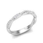 14k Gold Twisted Braid Diamond Stackable Ring Wedding Band - Abtin & Company 