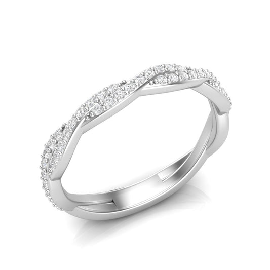 14k Gold Twisted Braid Diamond Stackable Ring Wedding Band - Abtin & Company 