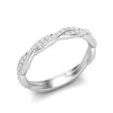 14k Gold Twisted Braid Diamond Stackable Ring Wedding Band - Abtin & Company 