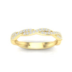 14k Gold Twisted Braid Diamond Stackable Ring Wedding Band - Abtin & Company 
