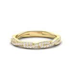14k Gold Twisted Braid Diamond Stackable Ring Wedding Band - Abtin & Company 