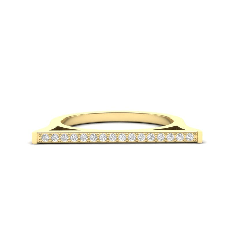 14k Gold Diamond Bar Ring Band - Abtin & Company 