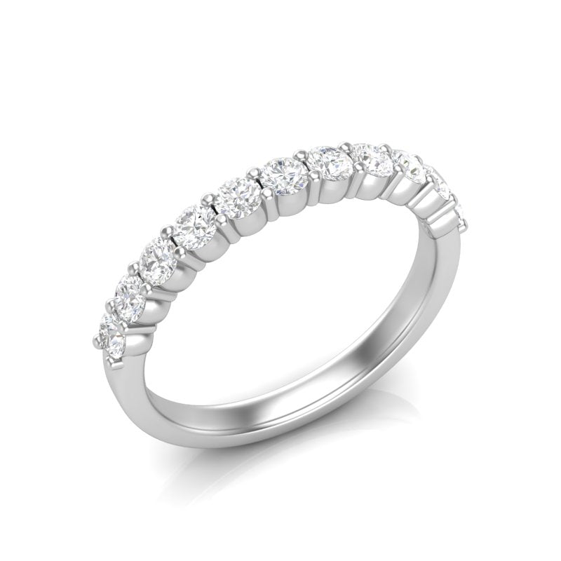 14k Gold Half Eternity Diamond Stackable Ring Wedding Band - Abtin & Company 