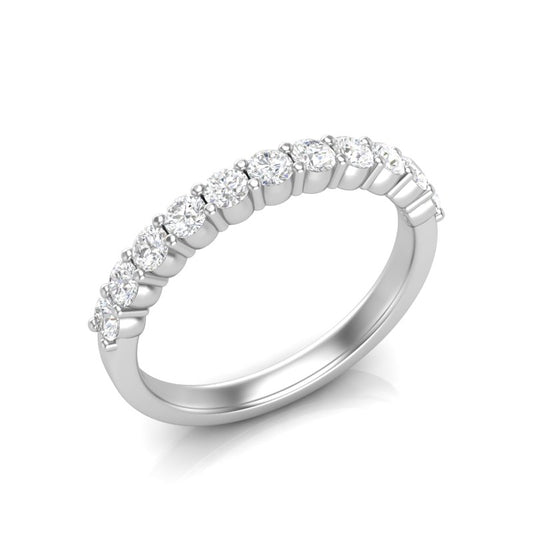 14k Gold Half Eternity Diamond Stackable Ring Wedding Band - Abtin & Company 