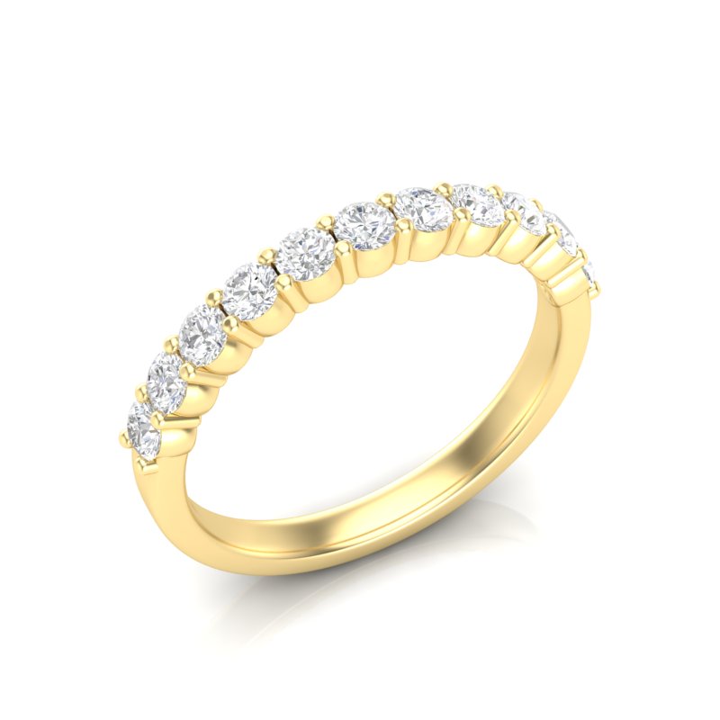 14k Gold Half Eternity Diamond Stackable Ring Wedding Band - Abtin & Company 