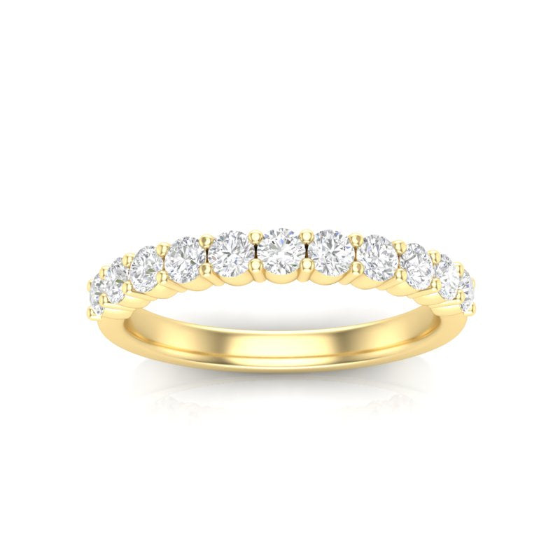 14k Gold Half Eternity Diamond Stackable Ring Wedding Band - Abtin & Company 