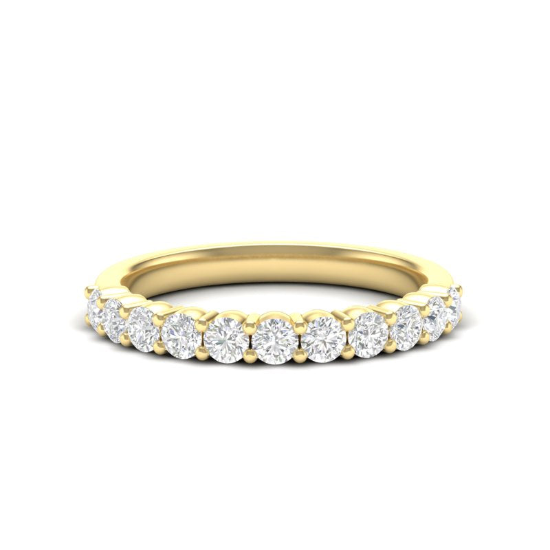 14k Gold Half Eternity Diamond Stackable Ring Wedding Band - Abtin & Company 