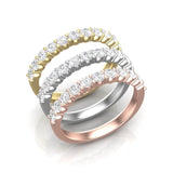 14k Gold Half Eternity Diamond Stackable Ring Wedding Band - Abtin & Company 