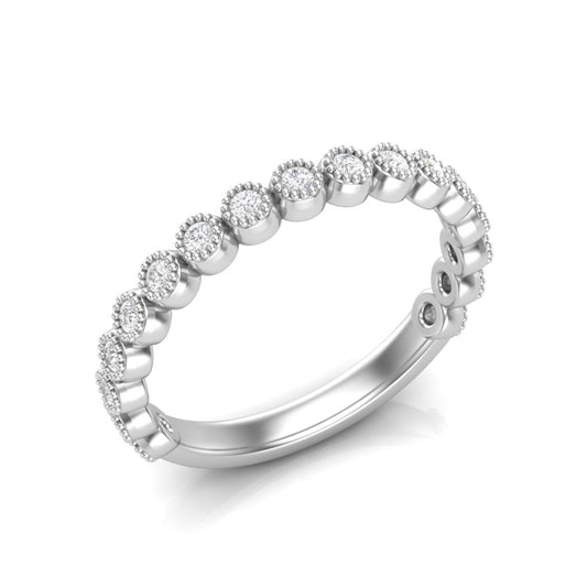 14k Gold Diamond Milgrain Bezel Stackable Ring Wedding Band - Abtin & Company 