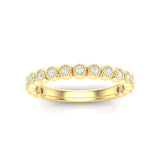 14k Gold Diamond Milgrain Bezel Stackable Ring Wedding Band - Abtin & Company 