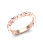 14k Gold Honeycomb Diamond Stackable Ring Wedding Band - Abtin & Company 