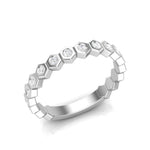 14k Gold Honeycomb Diamond Stackable Ring Wedding Band - Abtin & Company 
