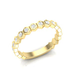 14k Gold Honeycomb Diamond Stackable Ring Wedding Band - Abtin & Company 