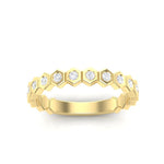 14k Gold Honeycomb Diamond Stackable Ring Wedding Band - Abtin & Company 