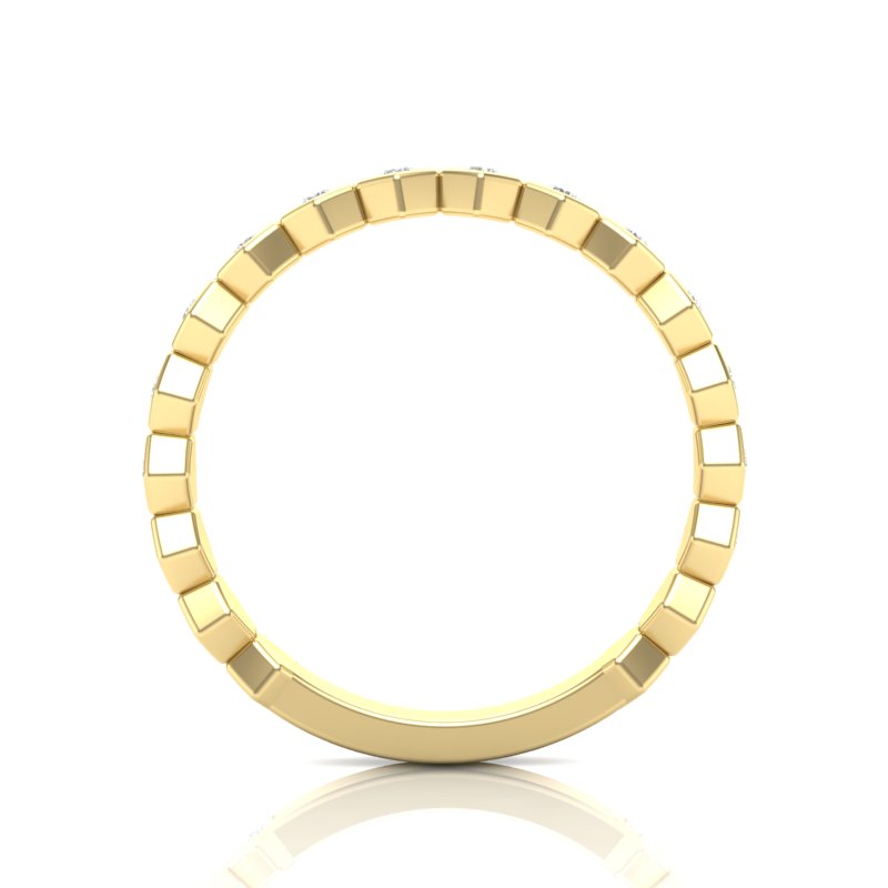 14k Gold Honeycomb Diamond Stackable Ring Wedding Band - Abtin & Company 
