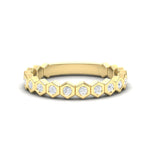 14k Gold Honeycomb Diamond Stackable Ring Wedding Band - Abtin & Company 