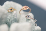 14K Yellow Gold Diamond & Blue Sapphire Evil Eye Ring - Abtin & Company 