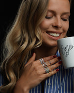 14k Gold Honeycomb Diamond stackable Ring Wedding Band - Abtin & Company 