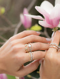 14k Gold Diamond Spike Pyramid Band Stacking Ring - Abtin & Company 