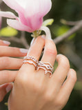 14k Gold Floating Diamond Half-eternity Stackable Ring Wedding Band - Abtin & Company 