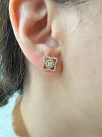 14KGold Diamond Lotus Stud Style Earrings - Abtin & Company 