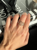 14k Gold Diamond Milgrain Bezel Twist Stackable Ring Wedding Band - Abtin & Company 