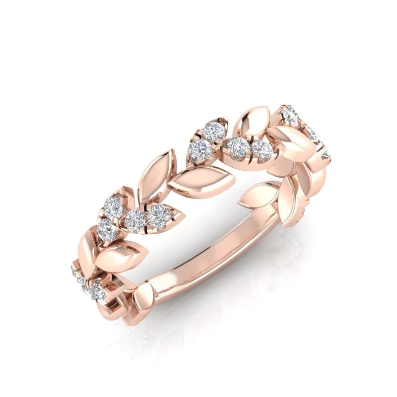 14K Gold Diamond Leaf Ring - Abtin & Company 