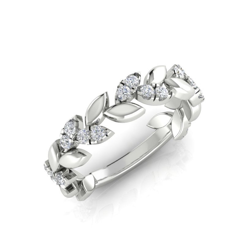14K Gold Diamond Leaf Ring - Abtin & Company 