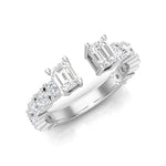 14K Gold Two Stone Emerald-Cut Diamond Open Ring - Abtin & Company 