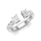 14K Gold Two Stone Emerald-Cut Diamond Open Ring - Abtin & Company 