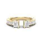 14K Gold Two Stone Emerald-Cut Diamond Open Ring - Abtin & Company 