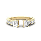 14K Gold Two Stone Emerald-Cut Diamond Open Ring - Abtin & Company 