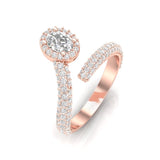 14K Gold Oval Diamond Open Bypass Fashion Ring - Abtin & Company 