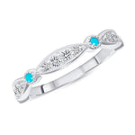14K diamond and Turquoise Marquise & Dot Design Stacking Ring - Abtin & Company 