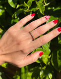 14k Gold Diamond Milgrain Bezel Stackable Ring Wedding Band - Abtin & Company 