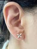 14K Gold Floral Style Marquise-cut Diamond Stud Earrings - Abtin & Company 