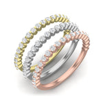 14k Gold Floating Diamond Half-eternity Stackable Ring Wedding Band - Abtin & Company 