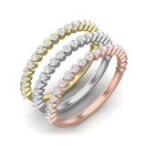 14k Gold Floating Diamond Half-eternity Stackable Ring Wedding Band - Abtin & Company 