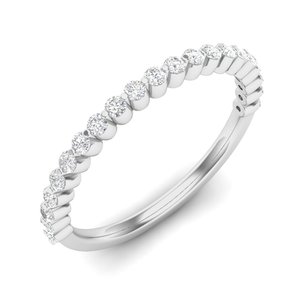 14k Gold Floating Diamond Half-eternity Stackable Ring Wedding Band - Abtin & Company 