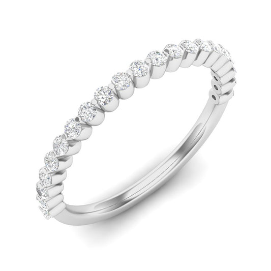 14k Gold Floating Diamond Half-eternity Stackable Ring Wedding Band - Abtin & Company 