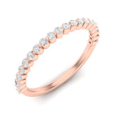 14k Gold Floating Diamond Half-eternity Stackable Ring Wedding Band - Abtin & Company 