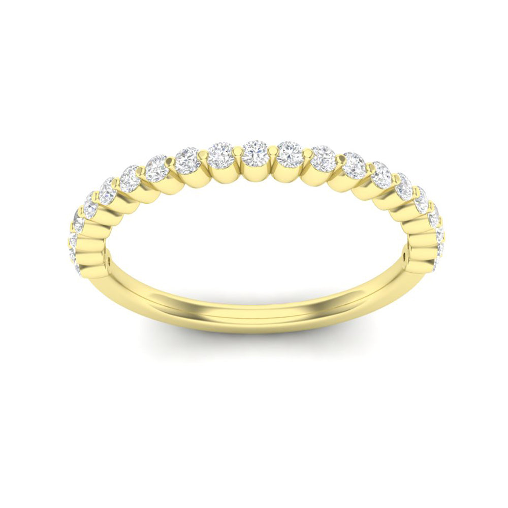14k Gold Floating Diamond Half-eternity Stackable Ring Wedding Band - Abtin & Company 