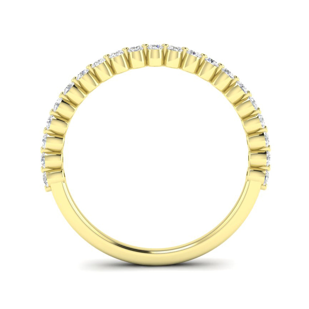 14k Gold Floating Diamond Half-eternity Stackable Ring Wedding Band - Abtin & Company 