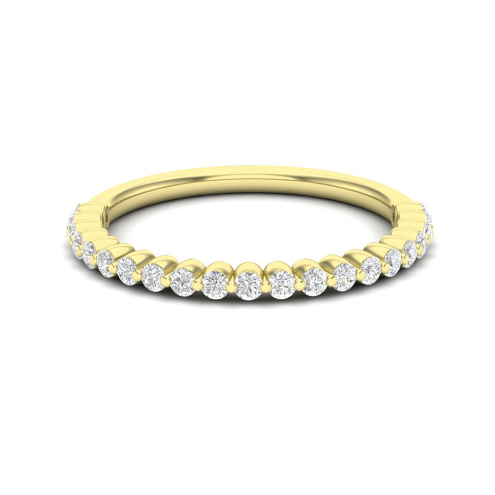 14k Gold Floating Diamond Half-eternity Stackable Ring Wedding Band - Abtin & Company 