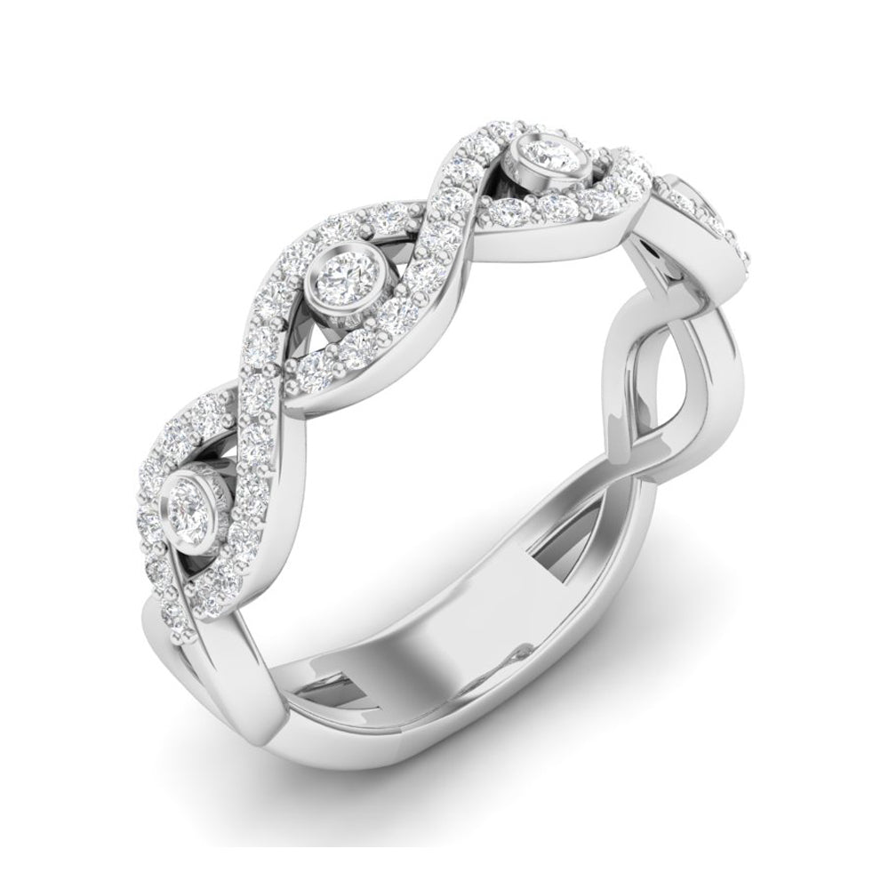 14k Gold Diamond Twist Stackable Ring Wedding Band - Abtin & Company 