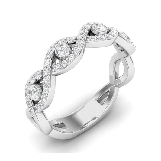 14k Gold Diamond Twist Stackable Ring Wedding Band - Abtin & Company 