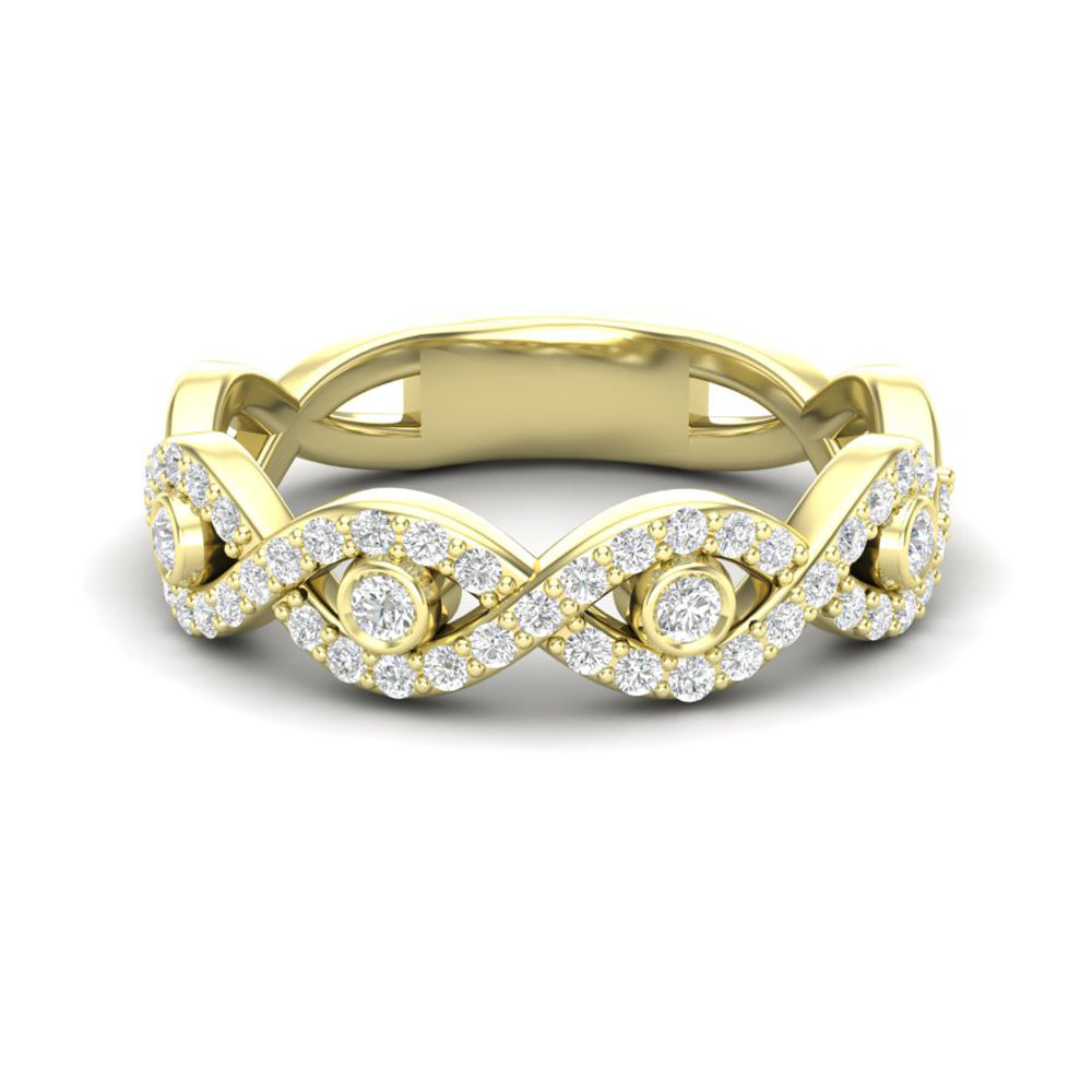 14k Gold Diamond Twist Stackable Ring Wedding Band - Abtin & Company 