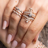 14K White Gold Diamond and Aquamarine stackable Ring Band - Abtin & Company 